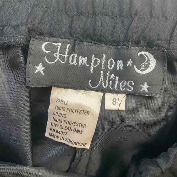 VTG Hampton Nites Sz 8 Black A-Line Flowy Midi Skirt Pull-On Sheer Overlay*Read* - Picture 3 of 11